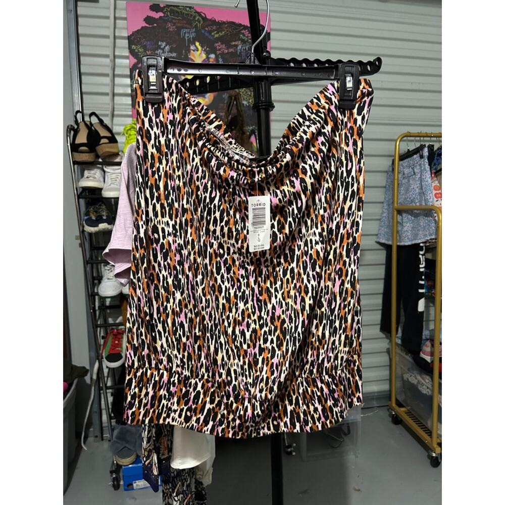 NWT torrid Pink, Orange & Black Leopard bandage top/tube top plus torrid size 12